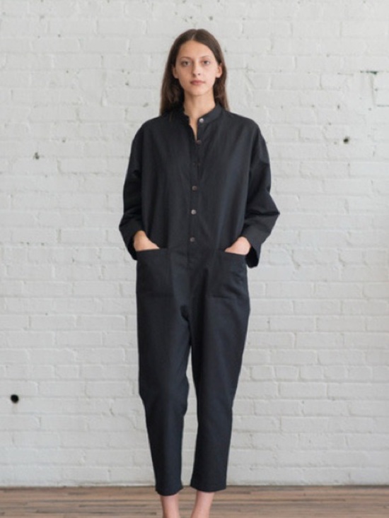 Horses Atelier Pants - HORSES ATELIER Women's Black Shell Button Jumpsuit